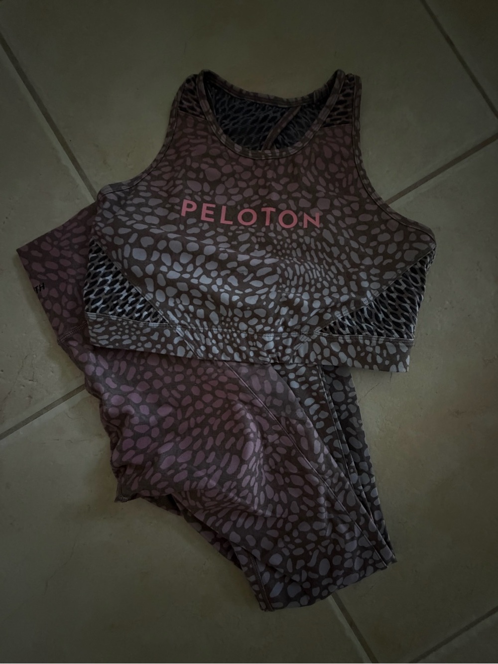 Peloton Mauve & Pink Printed Sports Bra and Leggings Set
